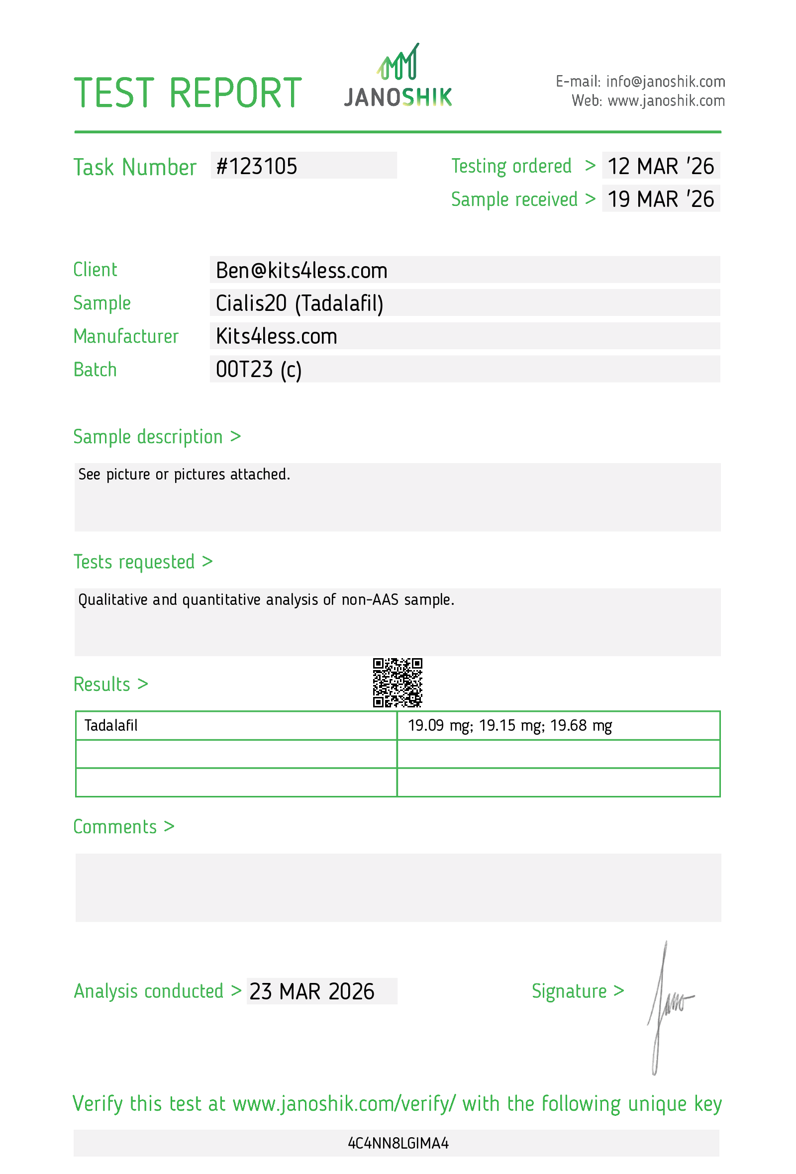 Test Report #123105